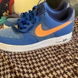 Nike Air Force 1 Low Storm Blue Denim Men’s Size 10 Orange